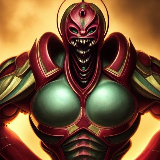Hyperrealistic Demon Spawn Portrait in Biopunk Style