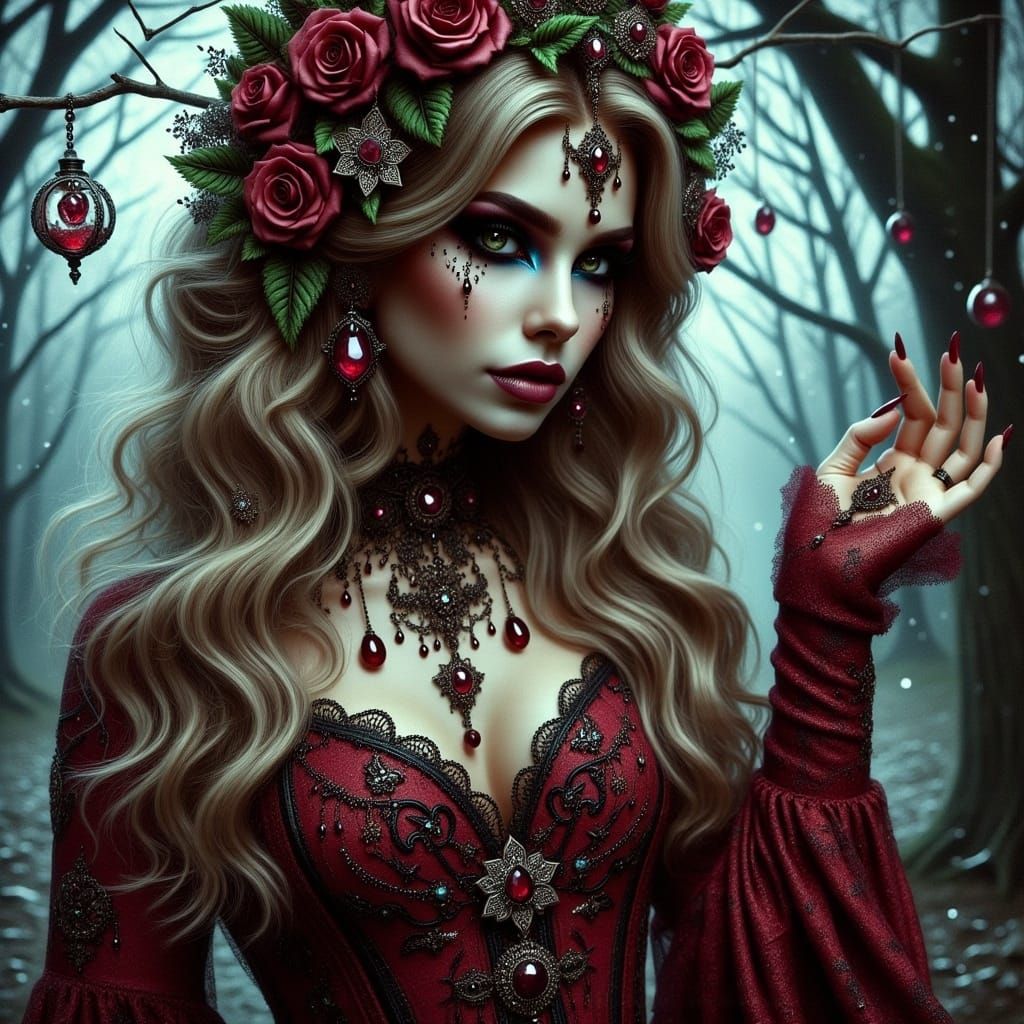 <lora:Gothic witch flux:1.0> beautiful 🖼️ Elf fairy world🧝...