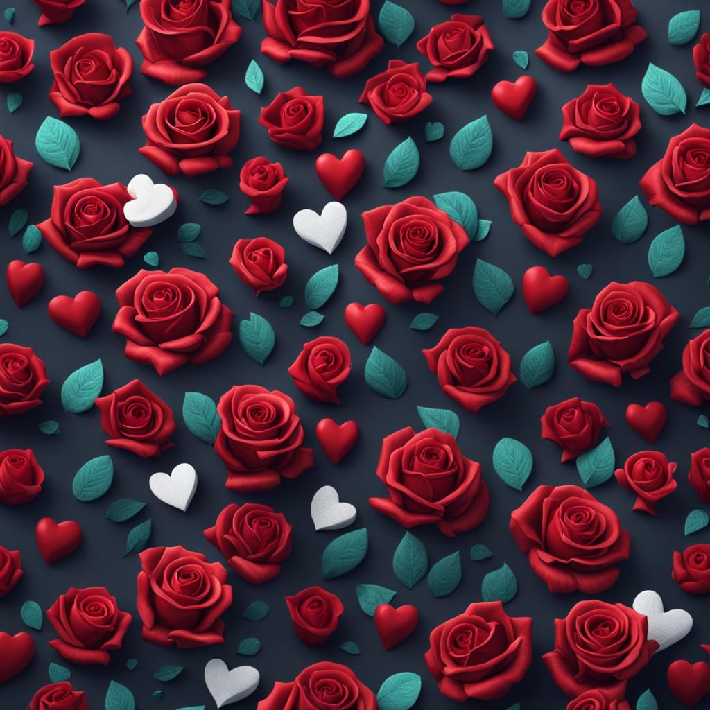 Love, Hearts, Roses: Detailed Fantasy Painting
