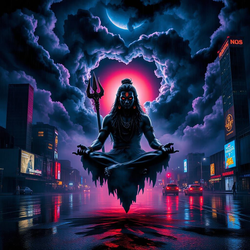 Dark Lord Shiva in Cosmic Meditation