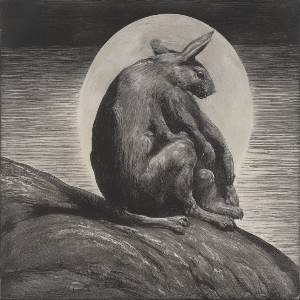 Rabbit Crying in Moonlight: Romantic Expressionism