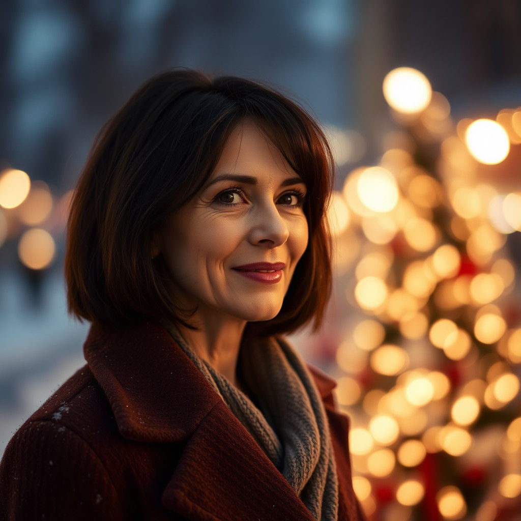 Lush Mature Woman in Cinematic Winter Portrait