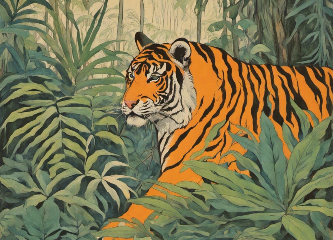 Tiger in Jungle in Gangloff Style