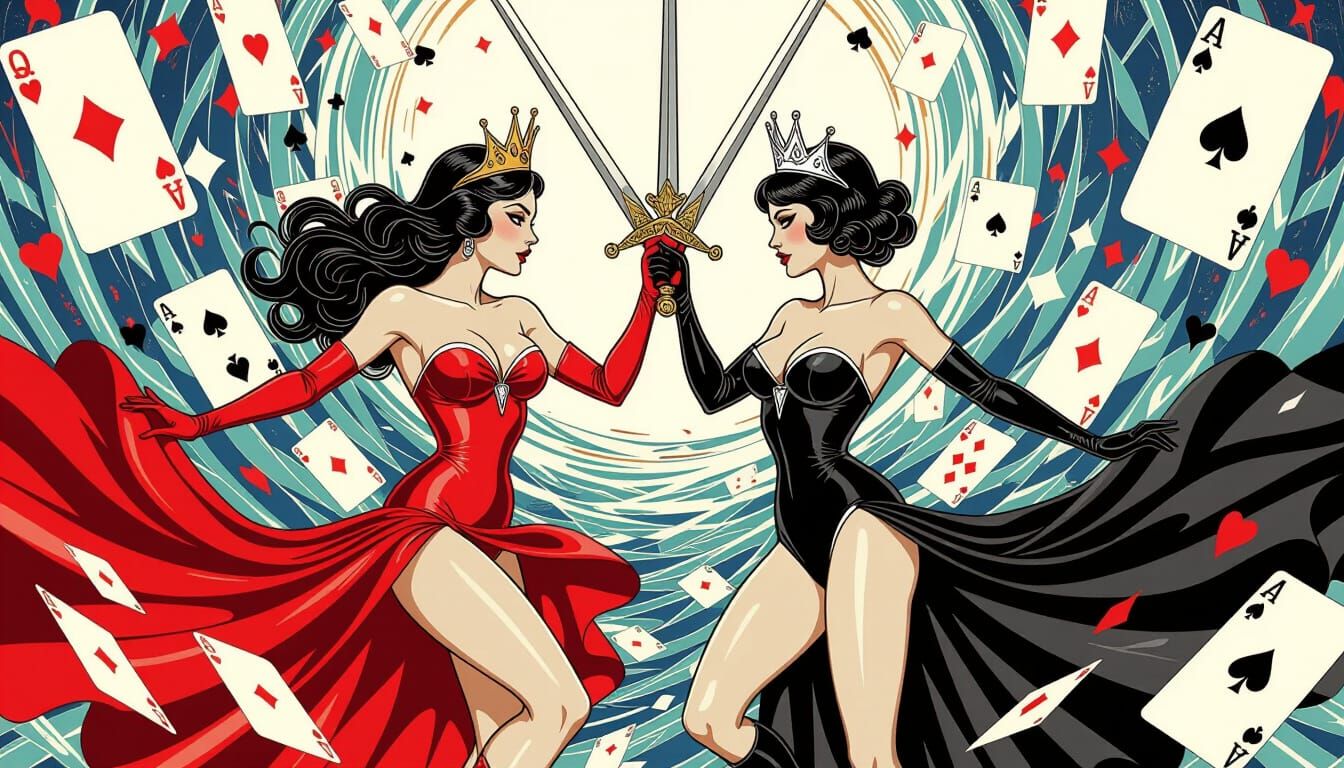 Queen of Hearts vs Queen of Spades Sword Duel