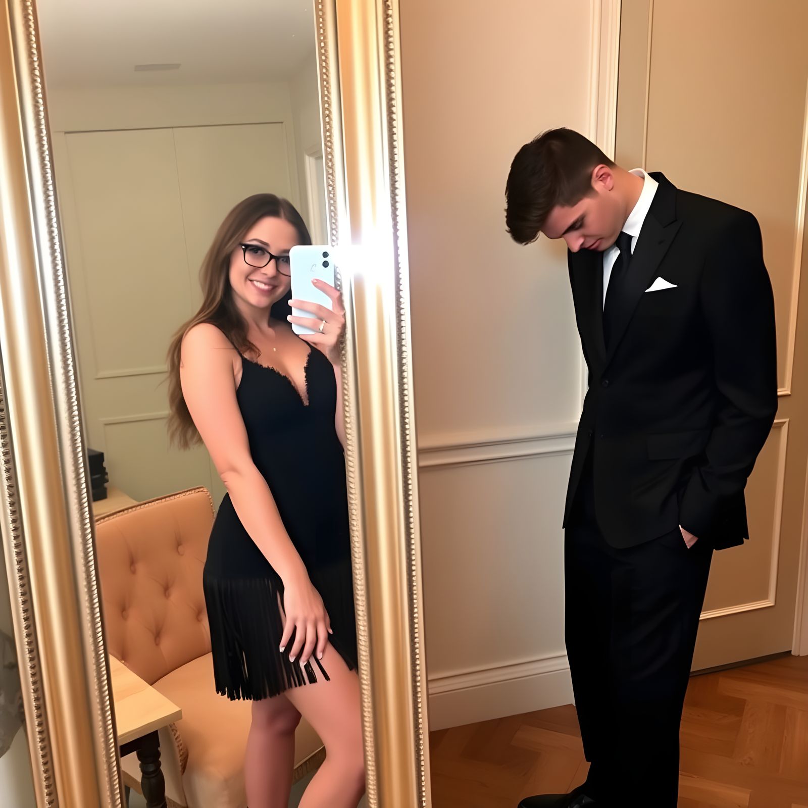 Romantic Selfie in Elegant Room