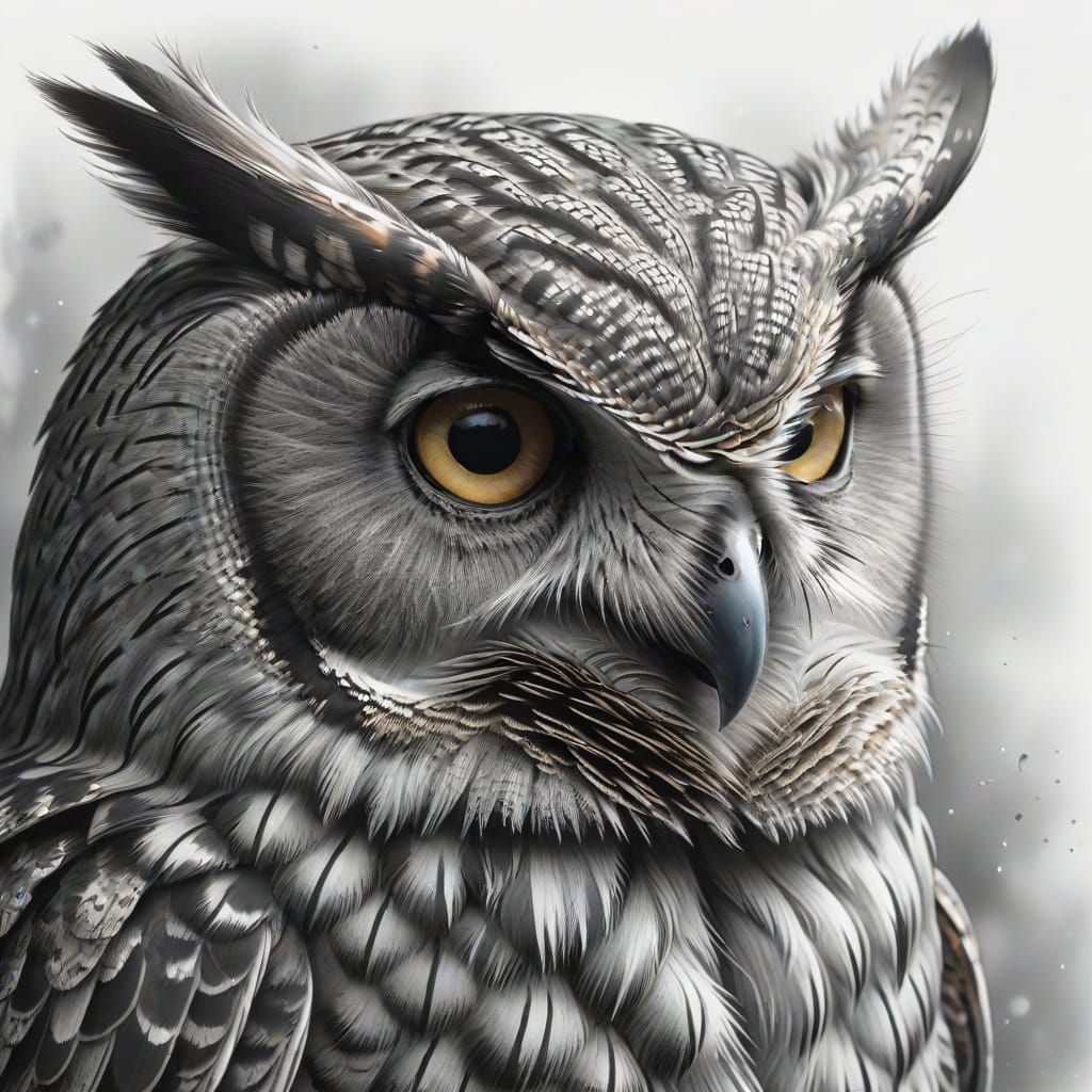 Detailed Pencil Sketch of a Wise Old Owl