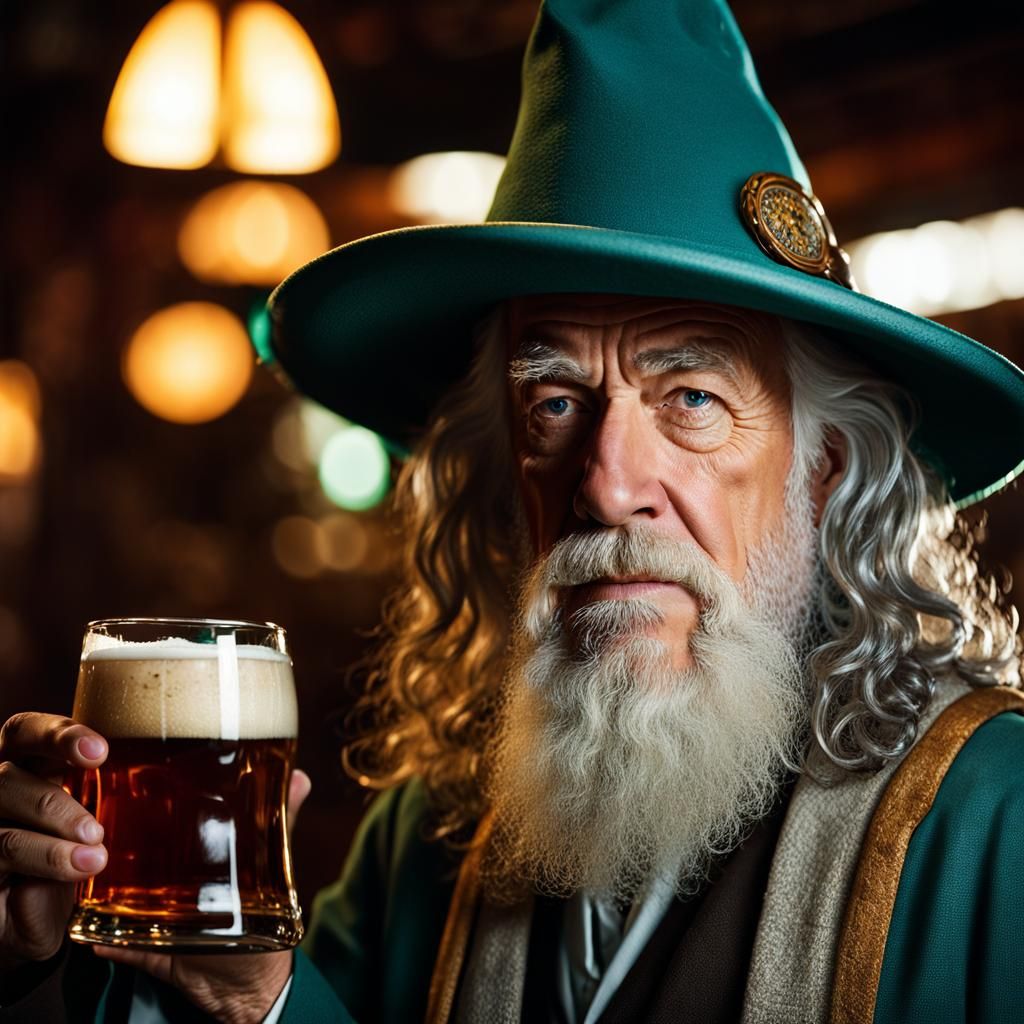 Gandalf and Rick Sanchez in a Cyberpunk Irish Pub