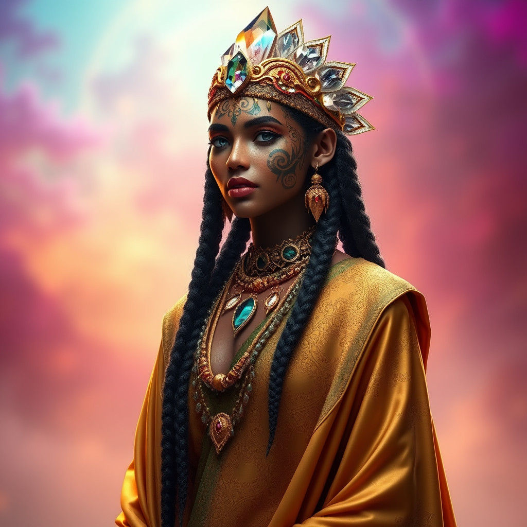 Lemurian Shamaness with Gold Robes as Matte Painting