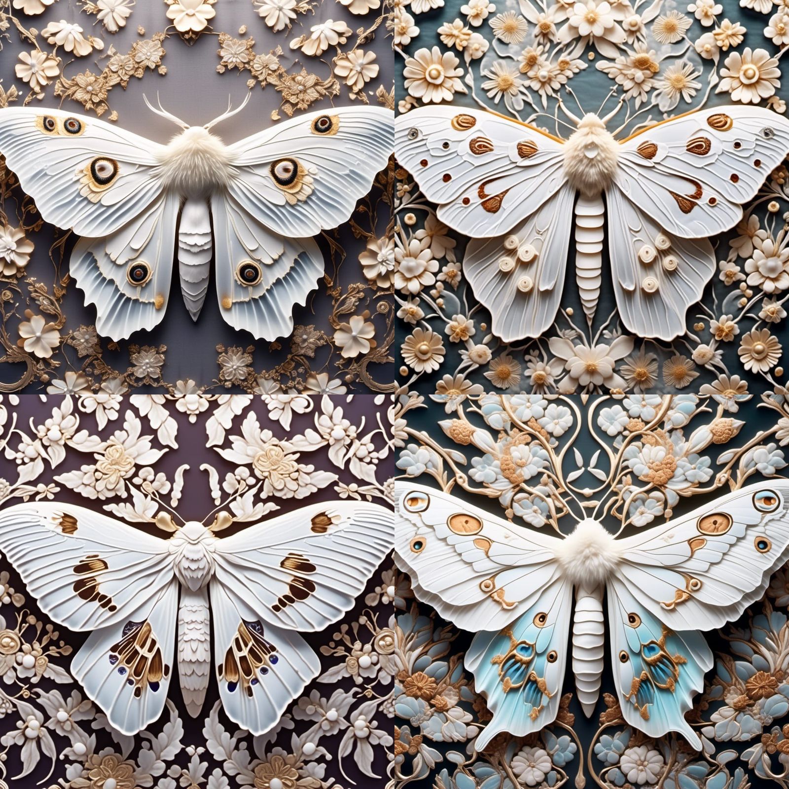 Bioluminescent Silk Moth on Japanese Silk Fabric