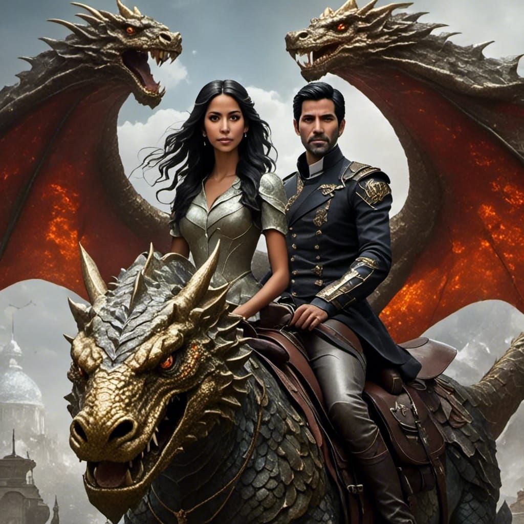 Dragon Riders in a Fantastical Landscape