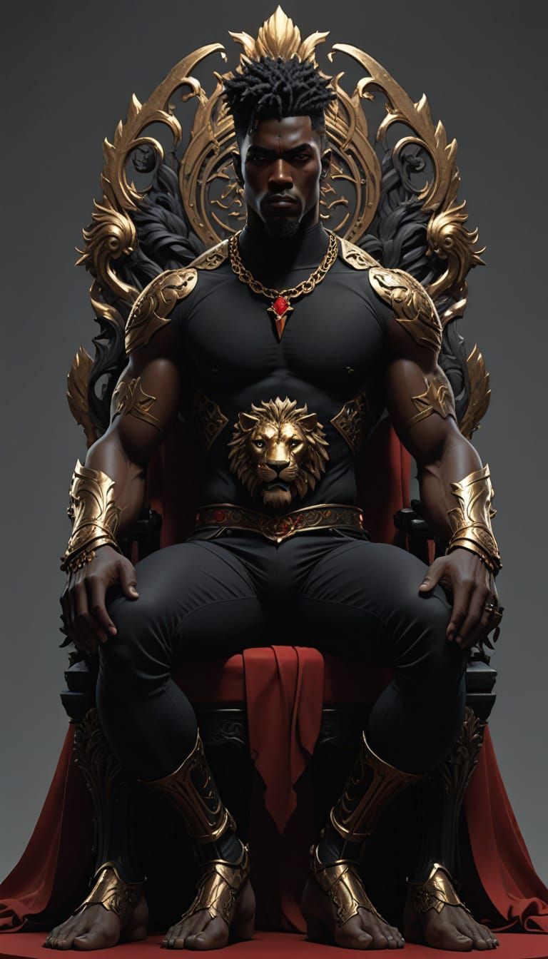 Powerful Black King in Throne Room