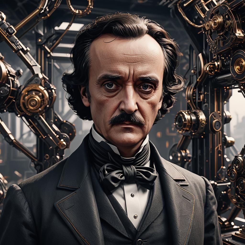 Futuristic Edgar Allan Poe Portrait in High Definition