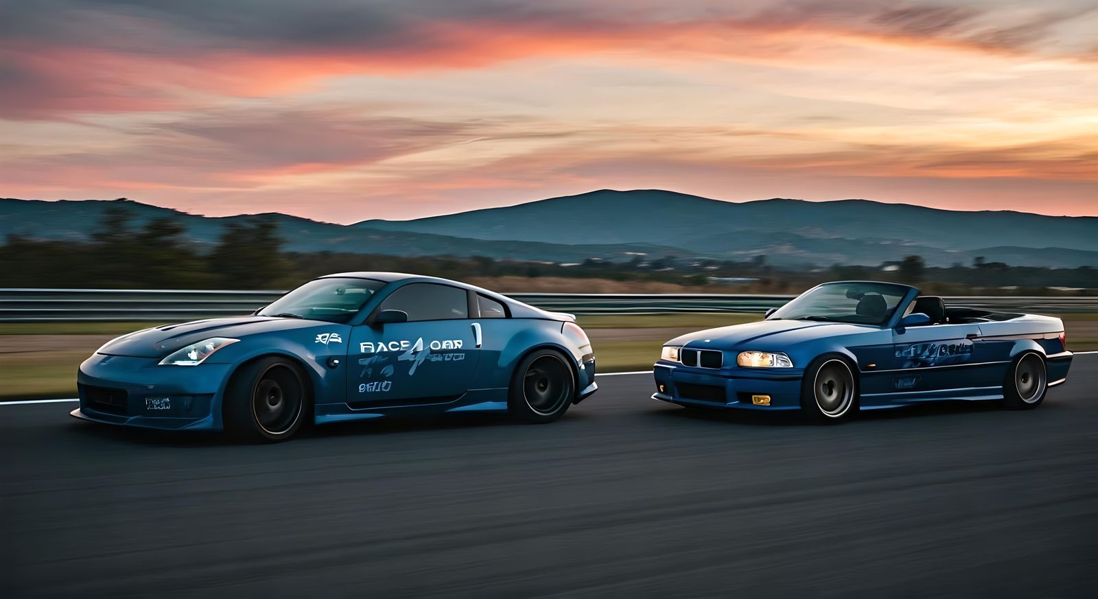 Tandem Drift: 350Z and E36 in Deep Color