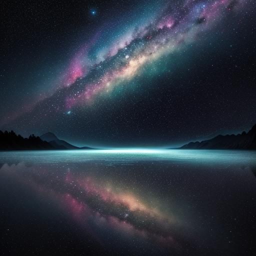 Lake Reflects Shimmering Stars and Galaxies