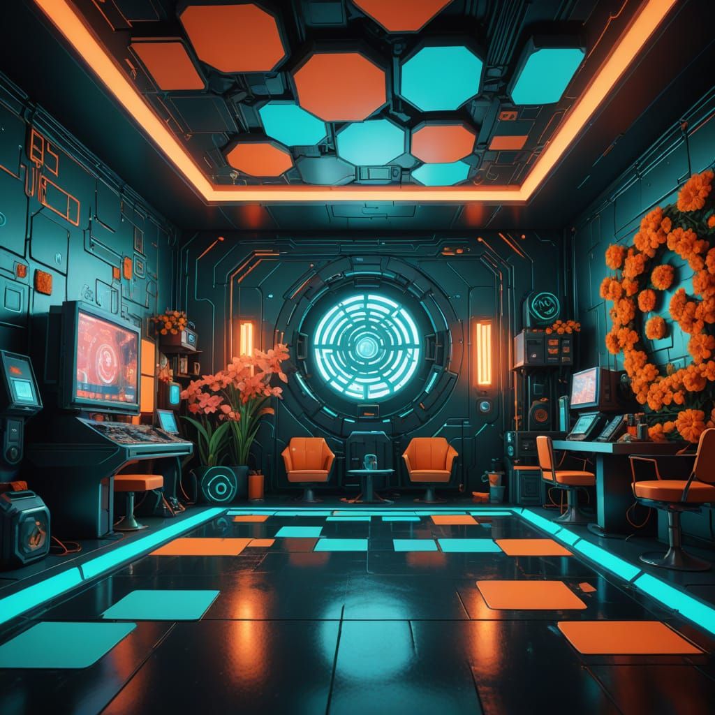 Cyberpunk Dreaming Chamber in Malevich Style