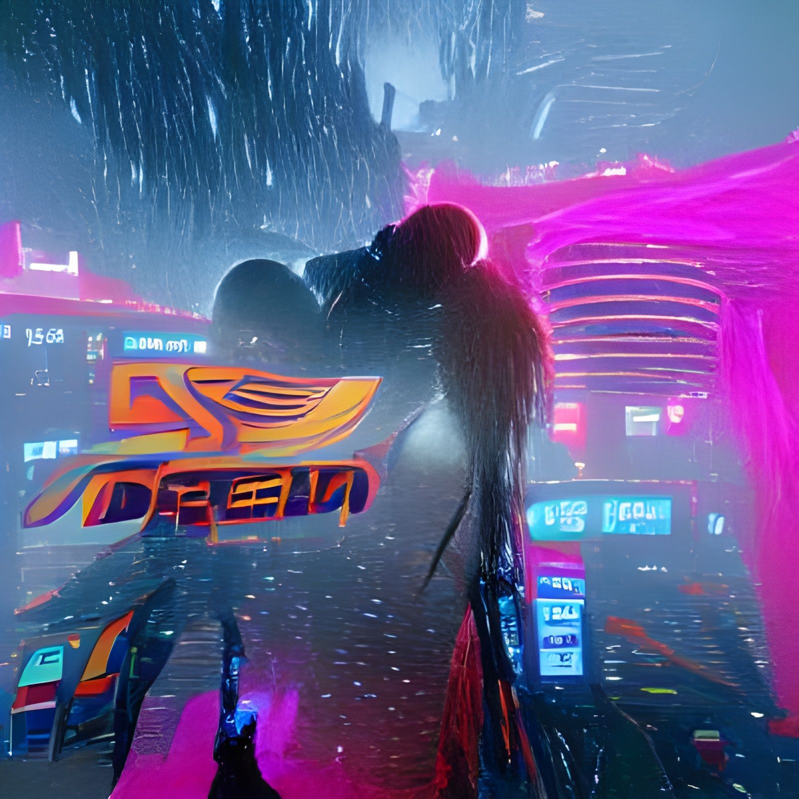 Dream Love in Cyberpunk Neon Cityscape