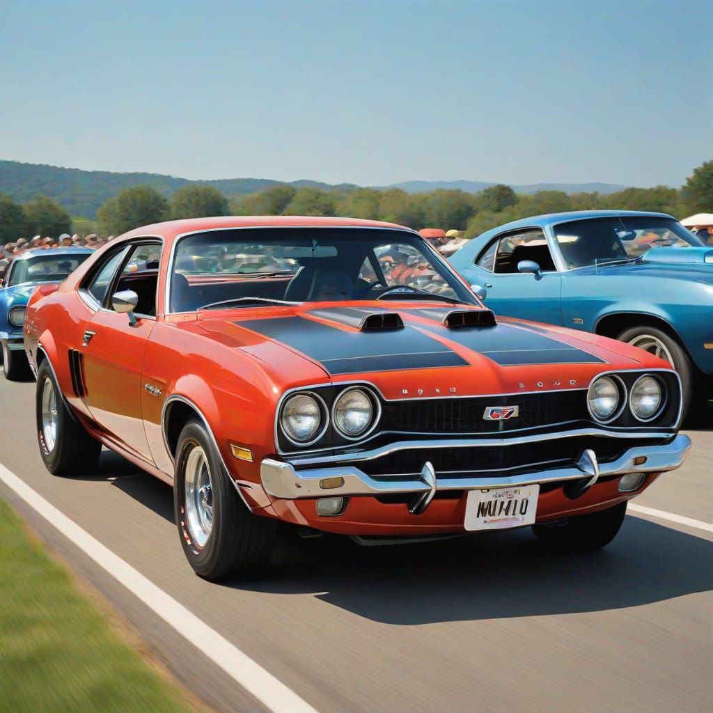 Hedgehog Drives Plymouth Muscle Car in Warhol Blake Style