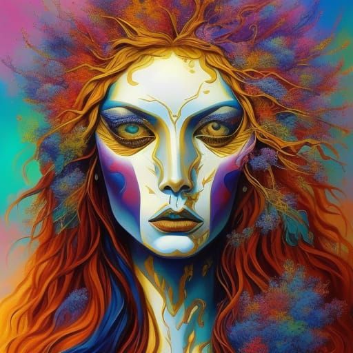Dreamlike Woman Portrait in Surreal Oil Painting Style