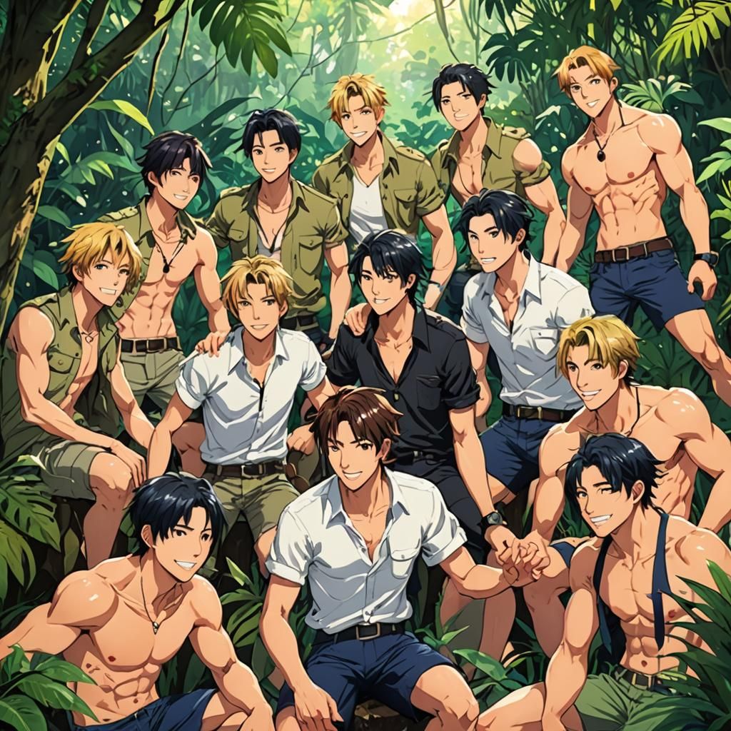 Anime-Style Jungle Party Celebrating Youth