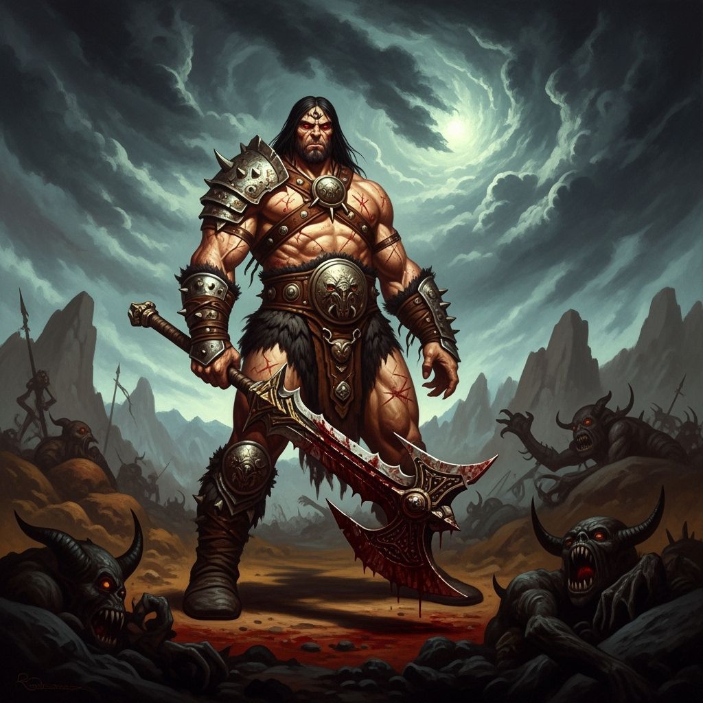Grimdark Warrior in Heroic Fantasy Style