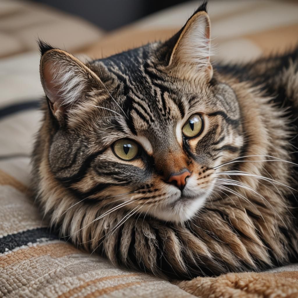 Photorealistic Tabby Cat Close-Up in Macro Photography