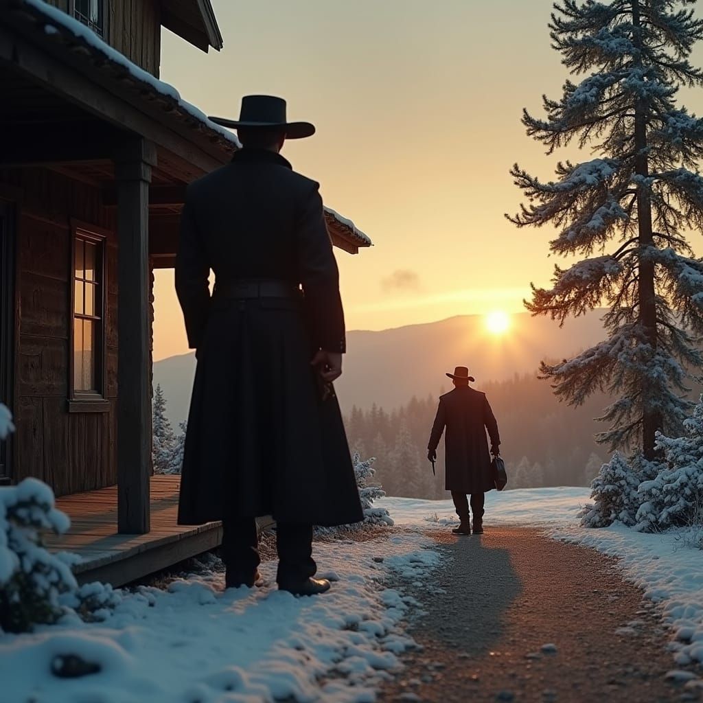 Photorealistic Gunslinger Confrontation at Sunset in Colorad...