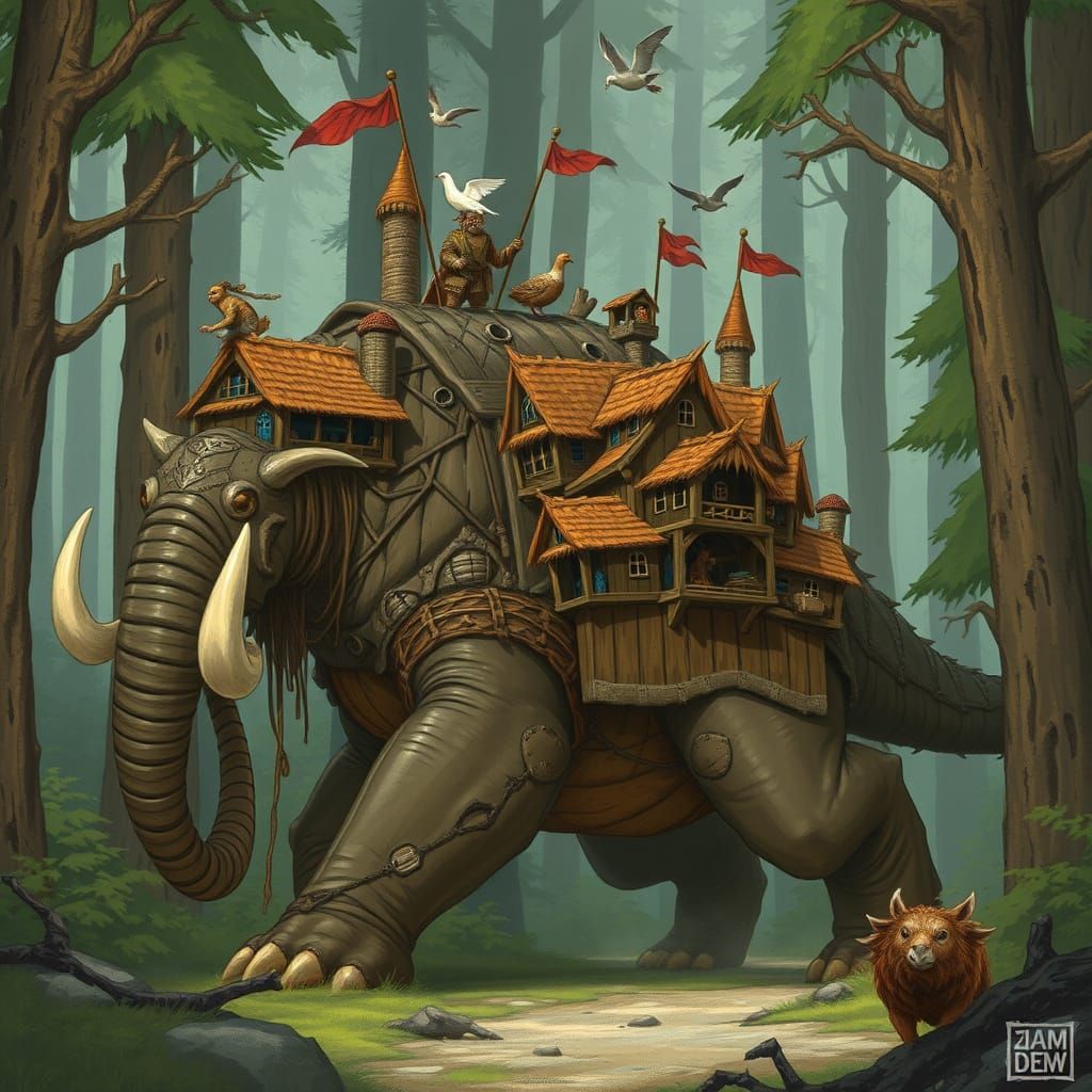 Kind Behemoth Transports Dove Merchants Through Enchanted Fo...