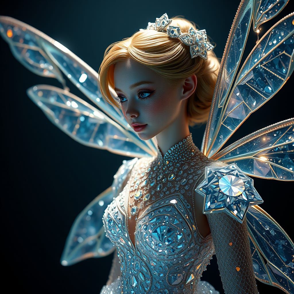 Ethereal Fairy Illuminated in Dark Void