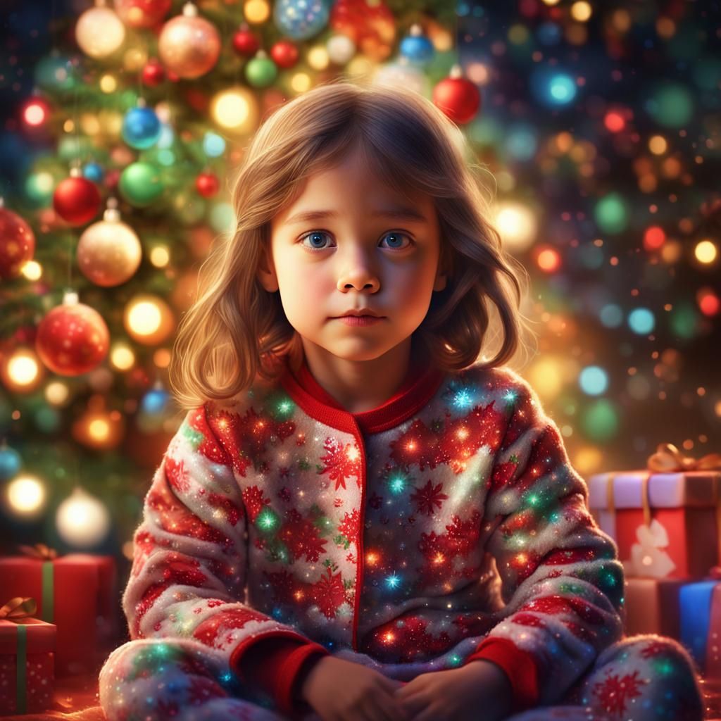 Whimsical Christmas Portrait in Pastel Hues