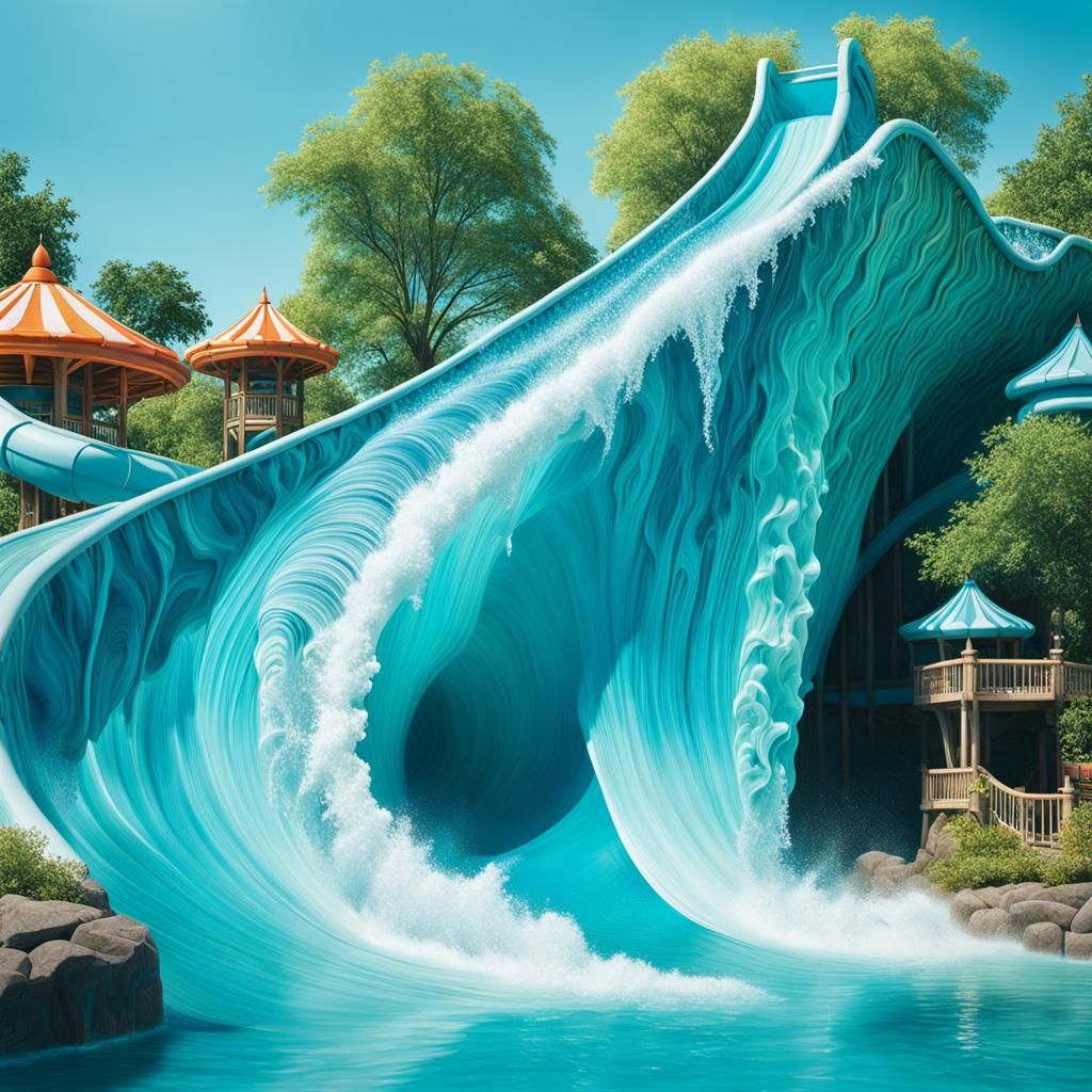 Water Elemental Defends Wave Pool: Action Painting