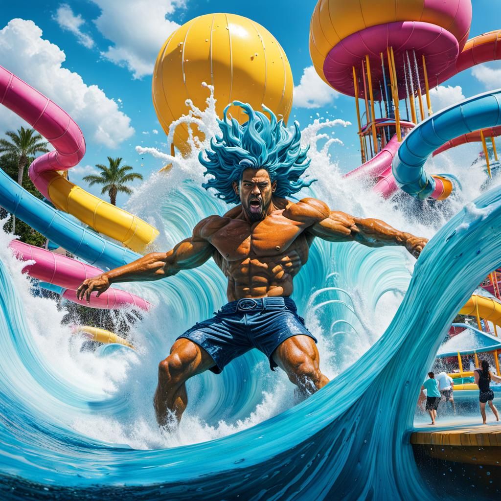 Water Elemental in Dreamcore Wave Pool Action Painting