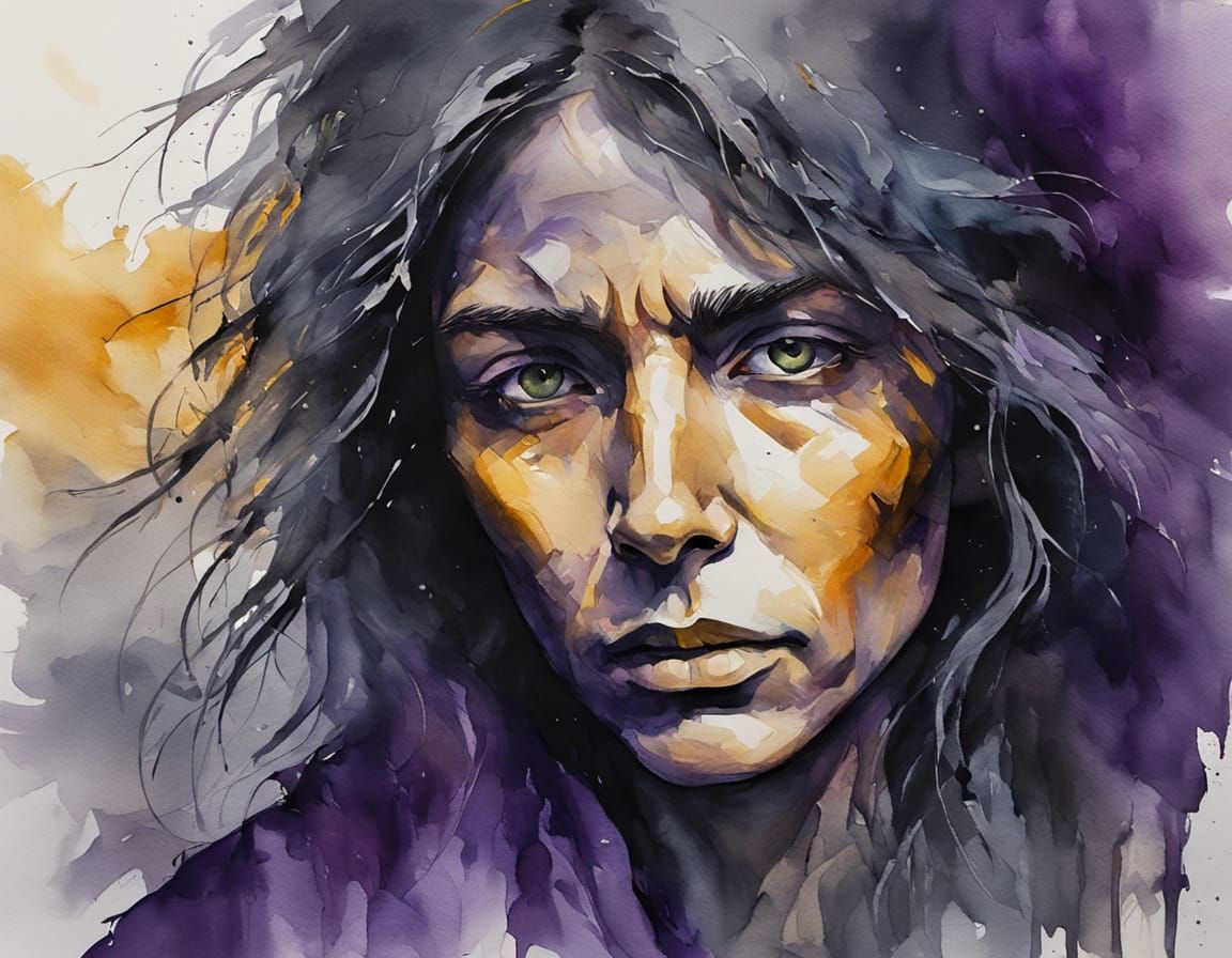 Figure at Mercy in Expressionist Watercolor Painting