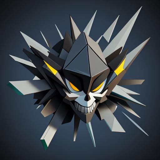 Geometric Cubist Skull in Fragmented Environment