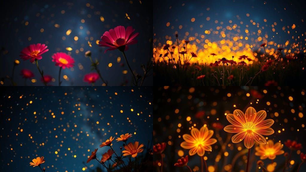 Celestial Blooms in the Night Sky