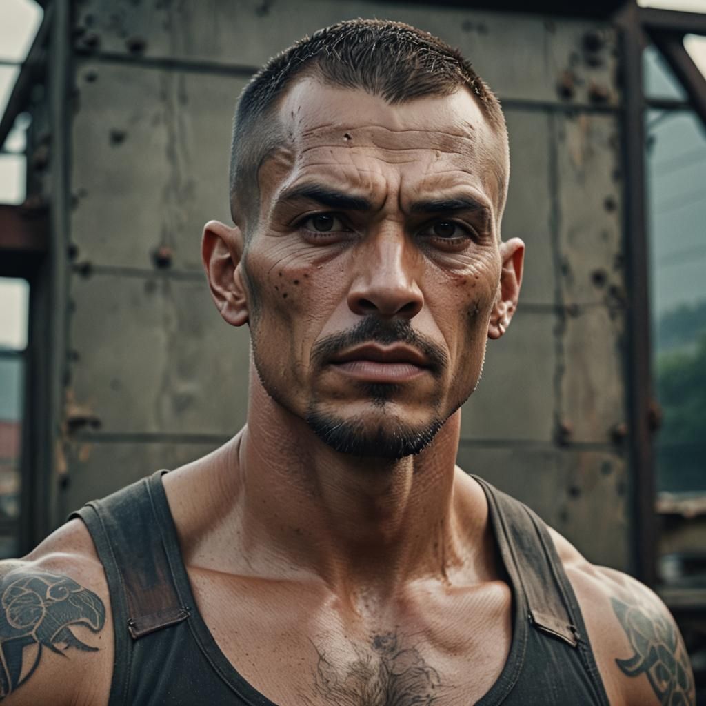 Dramatic Portrait of a Strong, Mysterious Man