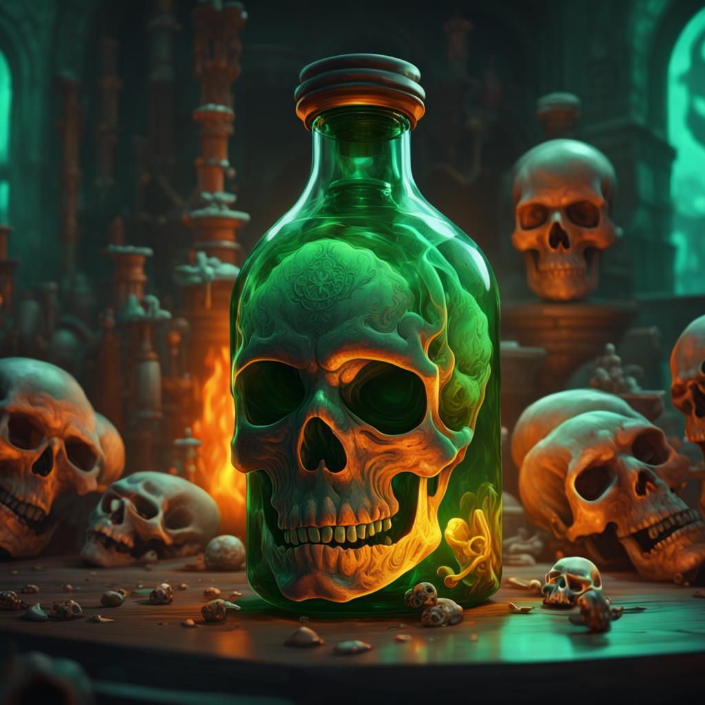 Glowing Green Poison Bottle Concept Art
