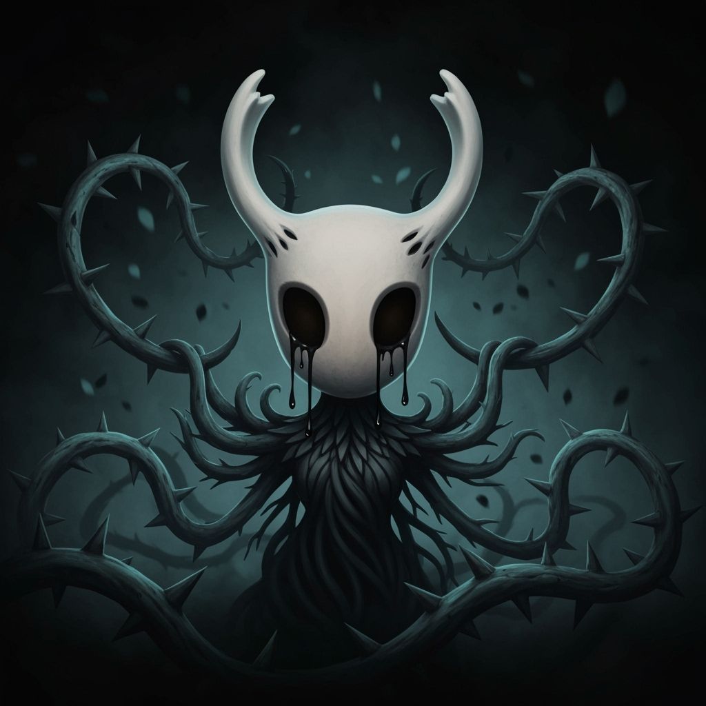 Hollow Knight's Hornet Overcome by Living Roots and Ooze