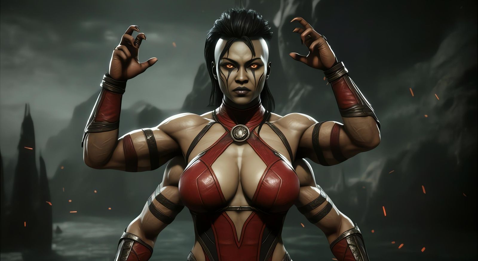 Muscular Shokan Warrior Woman in 3D Graphics