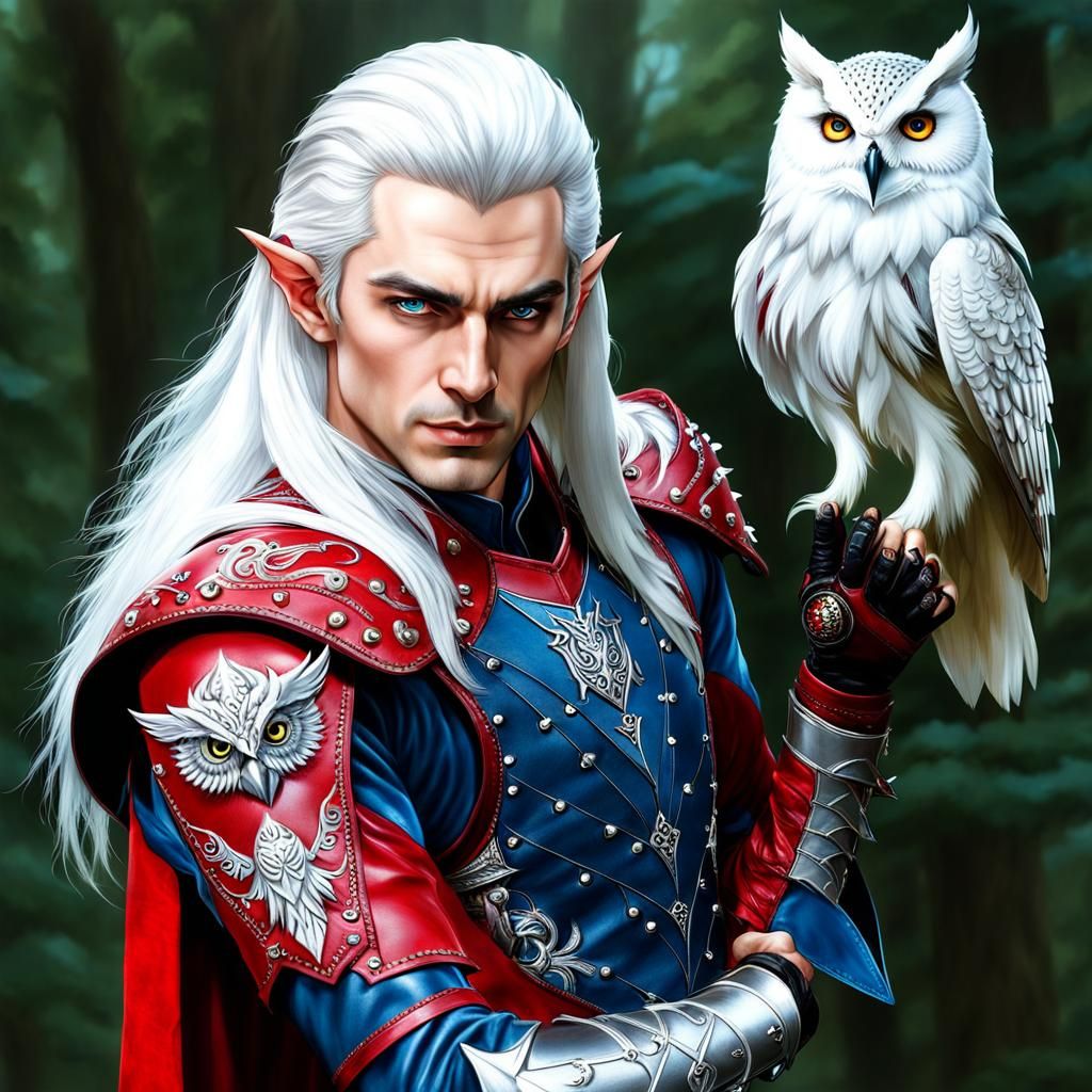 Elf with Owl Familiar Portrait