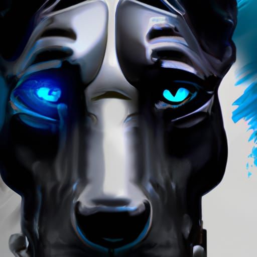 Bionic doberman robot with blue eyes