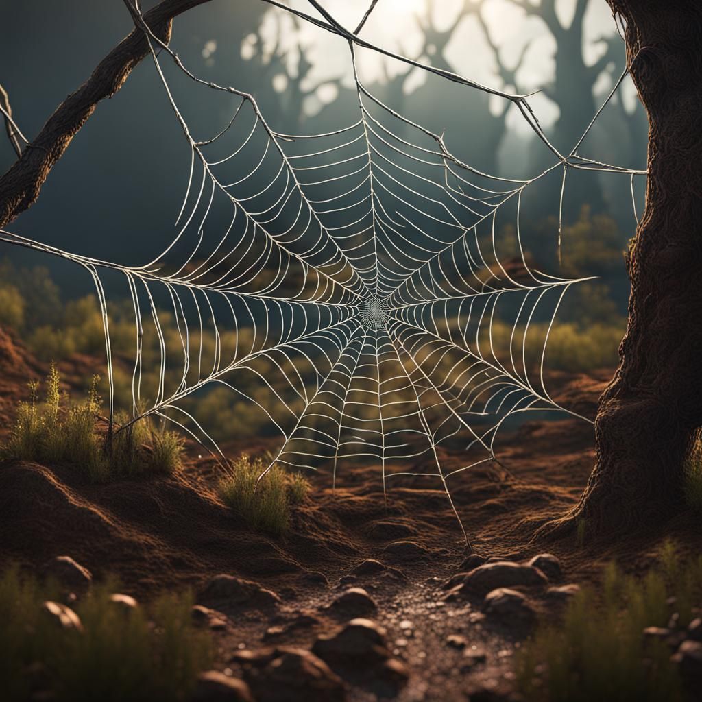 Spiderweb View from Soil: Detailed Matte Painting