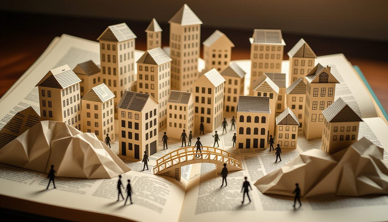 Intricate Paper City Rises from Open Sketchbook