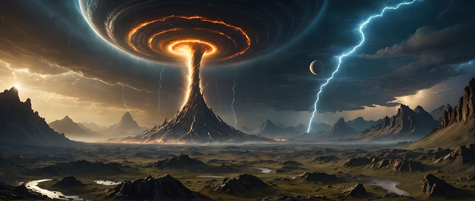 Cosmic Tornado on Alien Planet in Surreal Style