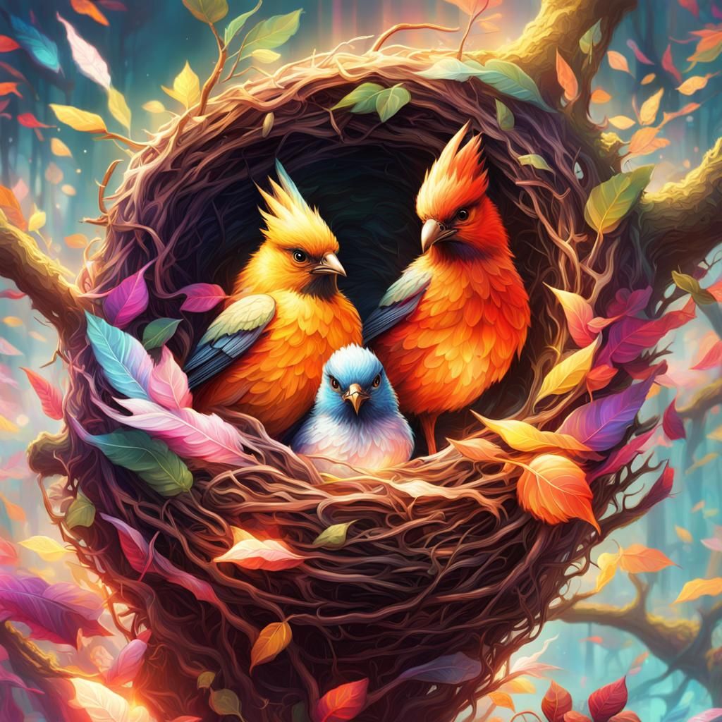 colorful bird nest