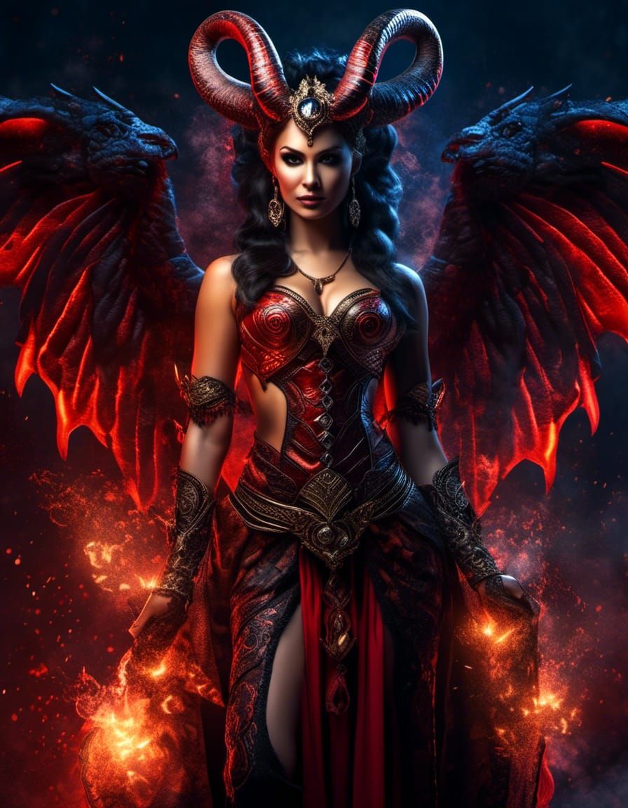 Gorgeous Demoness Lilith in Hyperrealistic Portrait