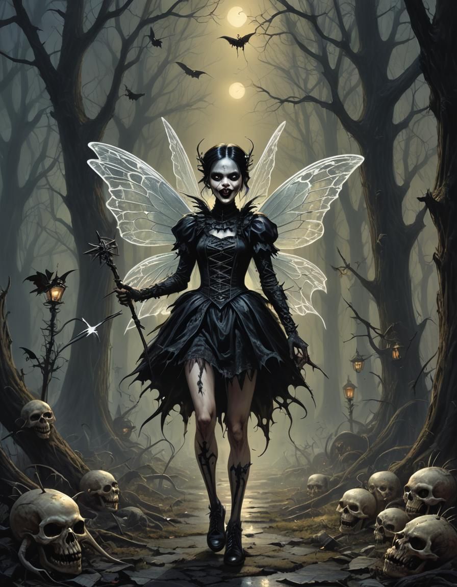 Sinister Gothic Tooth Fairy in Dark Fantasy Style