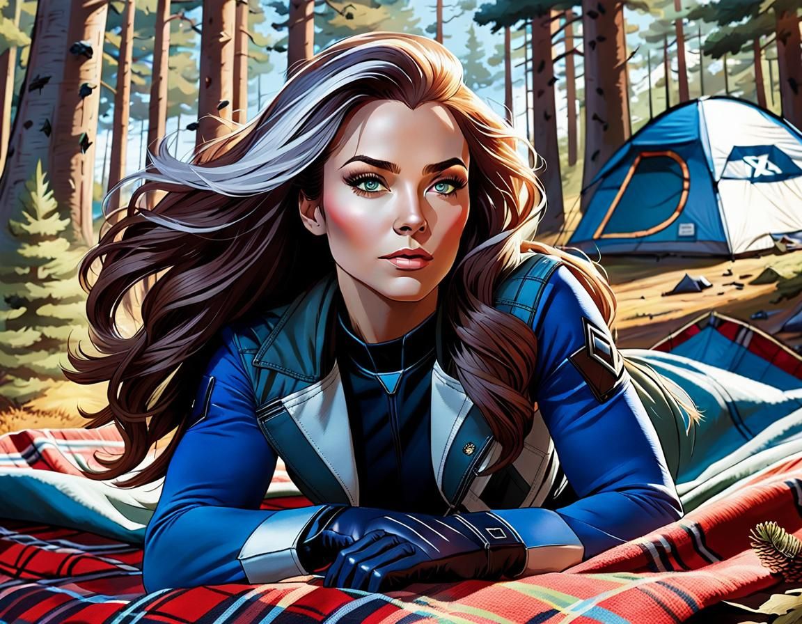 X-Men Rogue Camping: Color Sketch Portrait