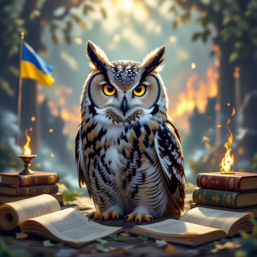 Ethereal Owl of Time, Symbolism Art Style