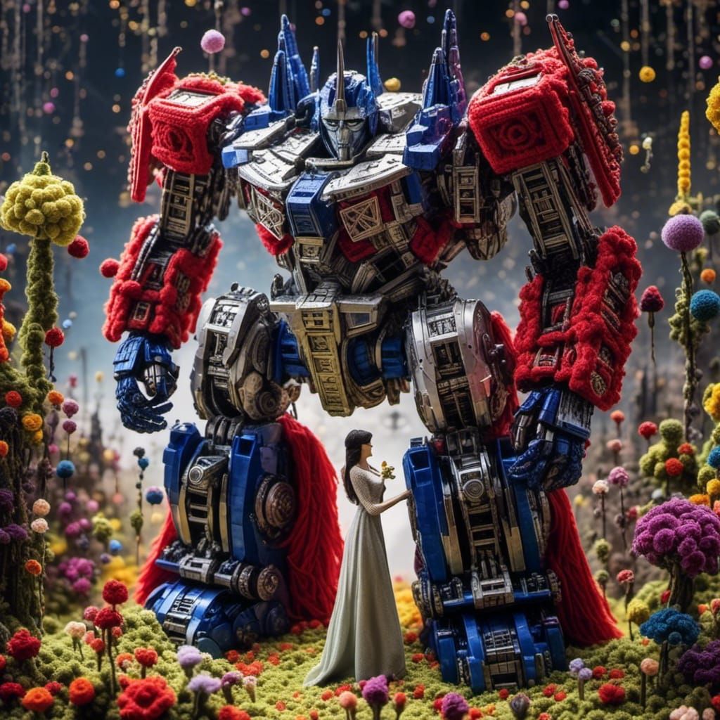 Megatron and Optimus Prime: Intimate Crochet-Style Art