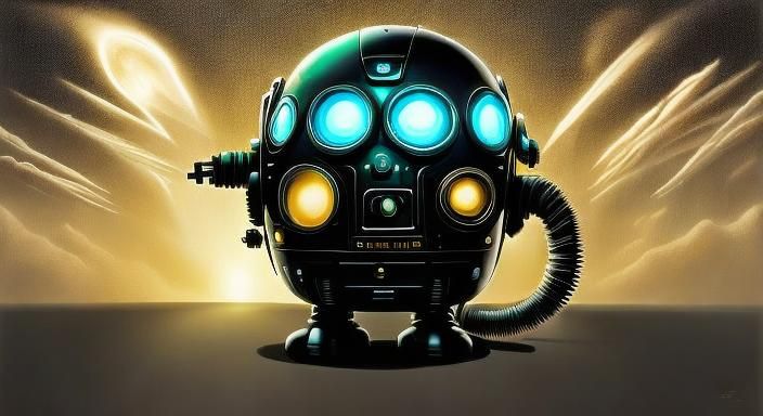 Cute Baby Robot in Futuristic World